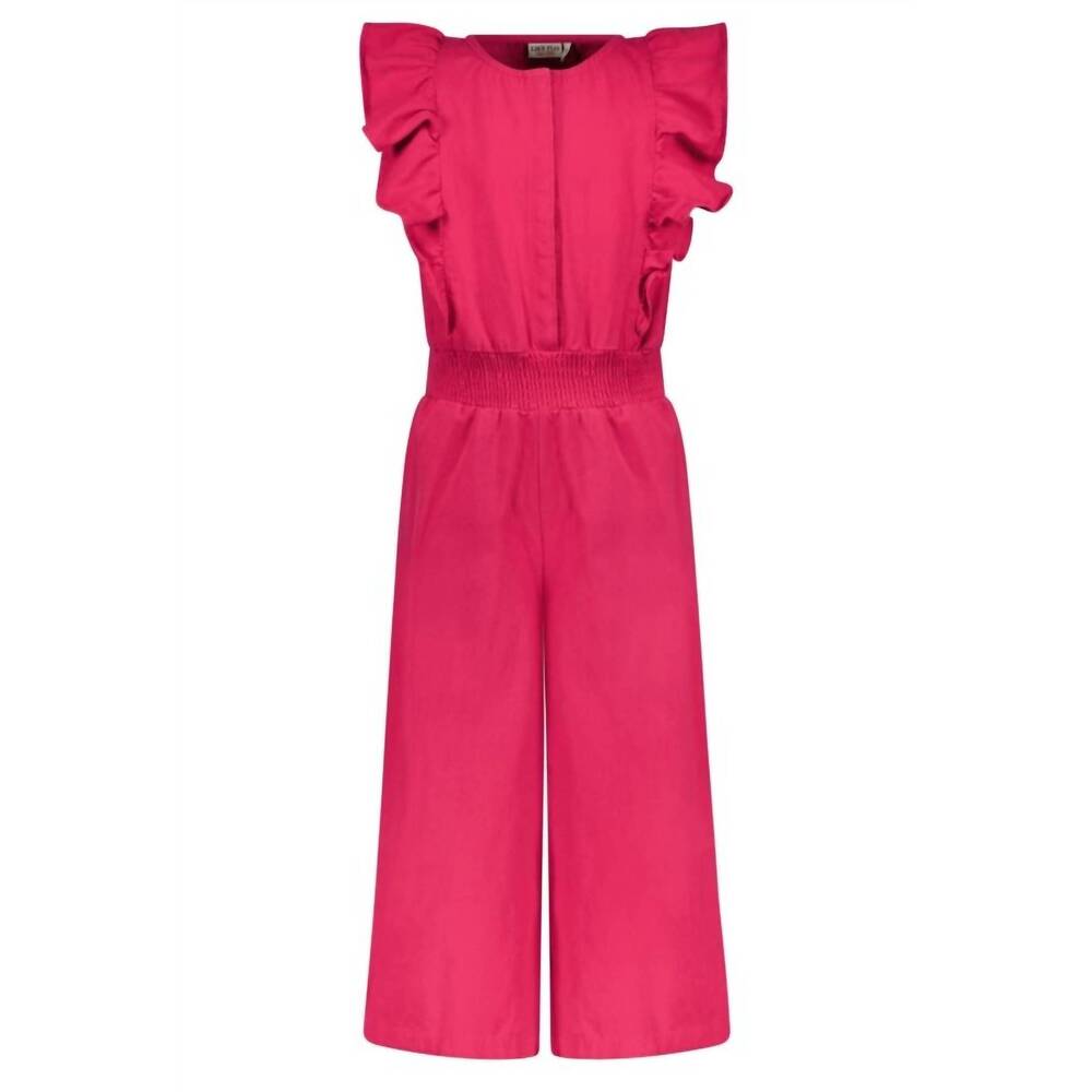 NEW LIKE FLO girls' tencel flutter jumpsuit in fuchsia